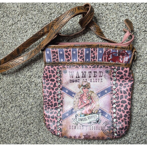 Unbranded Handbags - Cowgirl Wanted Rhinestone Shoulder Bag Crossbody Purse Animal Print Western
